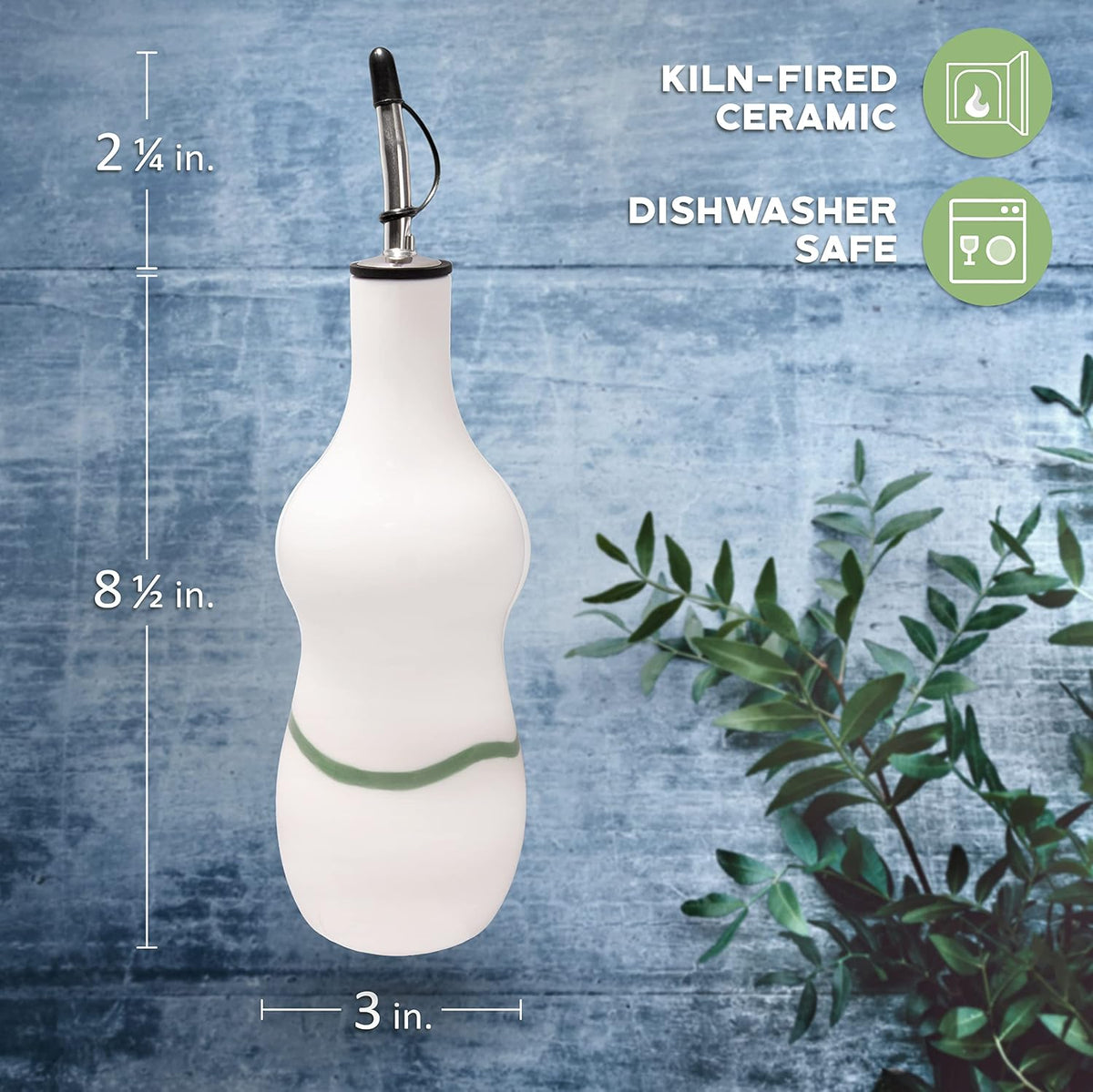 Ceramic Olive Oil Cruet (Dispenser) - White