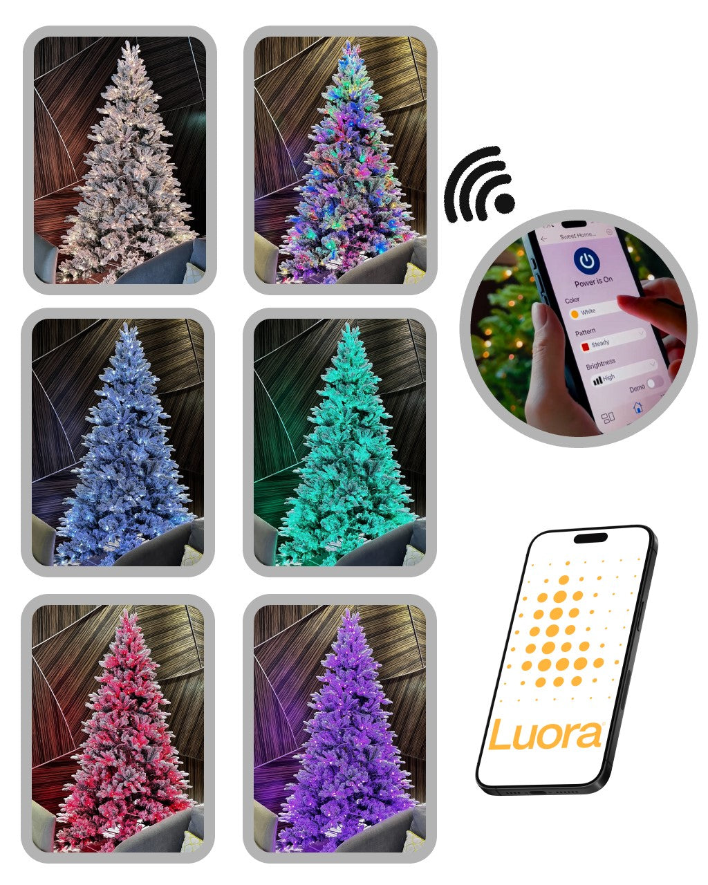 (Open Box Discount) Luora Smart Christmas Trees, Snow Flocked, App Compatible with Amazon Alexa & Google Nest Voice Control
